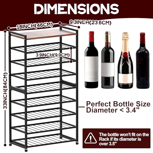 Alytree 40 Bottle Wine Rack Freestanding Floor, 8-Tier Wine Storage Racks with Table Top, Detachable Wine Bottle Holder, Bar Stand Display Shelf for Kitchen, Bar(L46 x W24 x H86cm