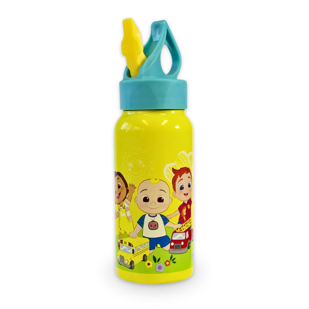 HOX Xpressions Cocomelon Stainless Steel School Water Sipper with Removable straw & Carry Loop| Leak Proof & Dishwasher Safe | Gift for Cocomelon fan & Collector | Officially Merchandise Pack of 1