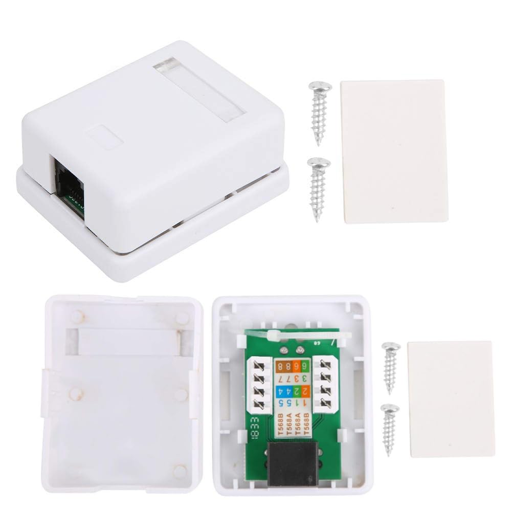zalati Junction Box 2pcs Cat6 RJ45 Keystone Jack Surface Mount Box 1-Port Comes Screws Compatible with Cat6/Cat5e/Cat5 UTP Stranded Network Cables
