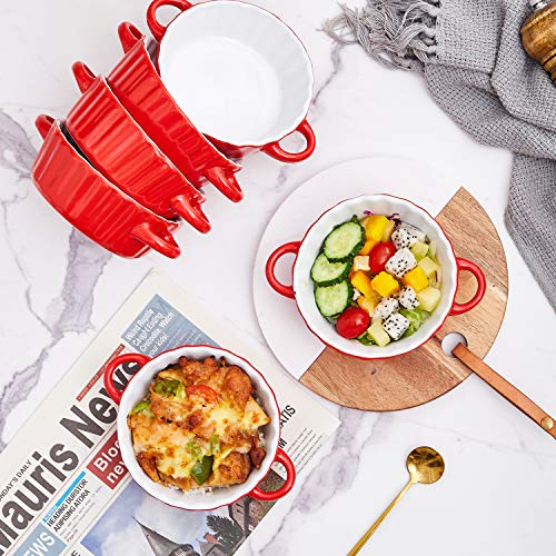 Bake And Serve 10oz. Oven Safe Set Of 6 Ceramic Souffle Dishes, Round