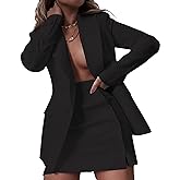 Tcremisa Women's 2 Piece Outfits Long Sleeve Lapel Blazer and Slit Mini Skirt Suit Set Office Business Suits