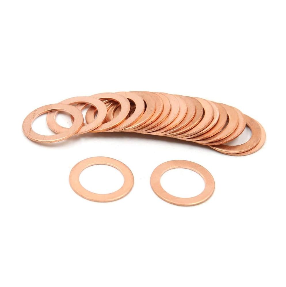20pcs M16 Copper Washers Flat Ring Sump Plug Oil Seal Gasket Sealing Fitting Washers (M16*22 * 1.0)