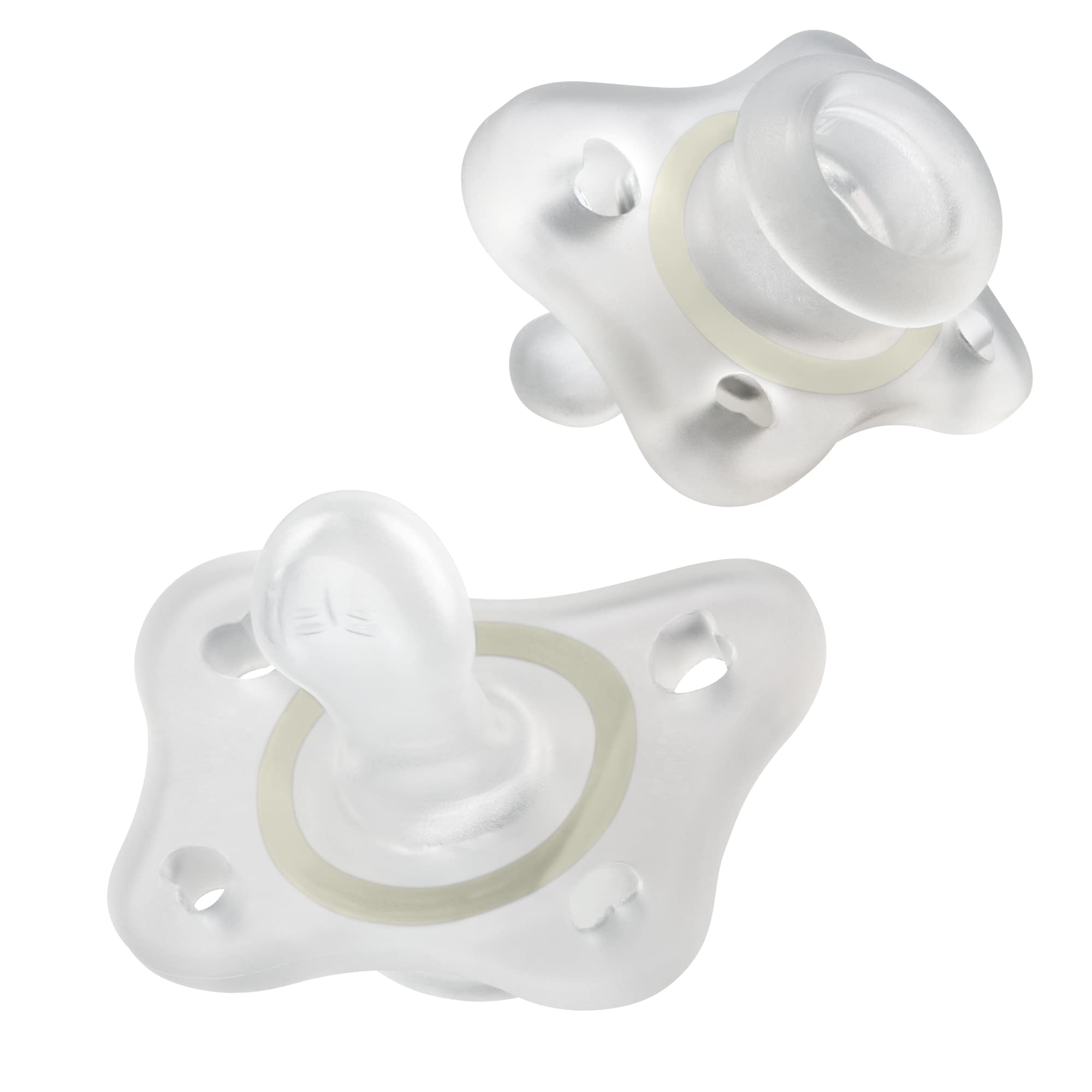 Photo 1 of Chicco PhysioForma 100% Silicone Mini Glow in The Dark Pacifier for Babies Aged 2-6 Months | BPA & Latex Free | Reusable Sterilizing Case | Clear, 2pk