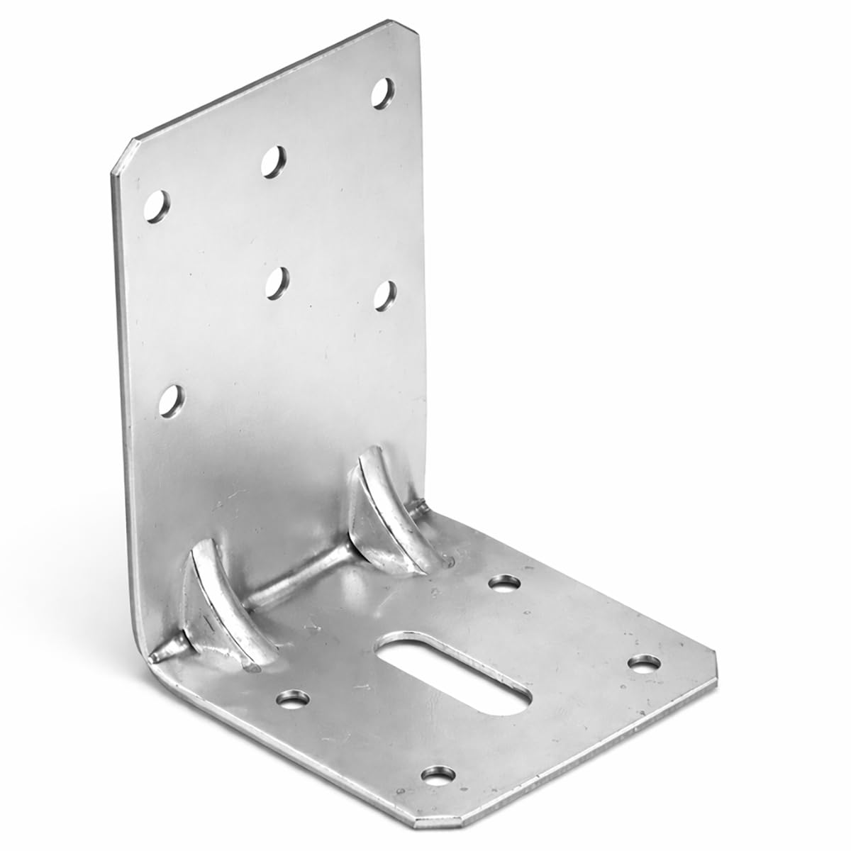 95mm x 65mm x 65mm Heavy Duty Angle Bracket with Reinforcement Corner Reinforced Metal Braces Steel Repair Connector KPK33 (Pack of 20) L10ABC