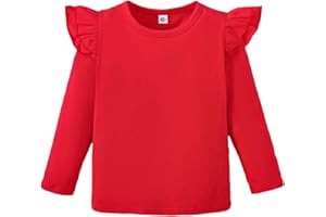 Magic Park 12M-14Y Baby Girl Blouse Toddler Short Long Ruffle T-Shirts Kids Girl Solid Color Tee Casual Tops for Girls
