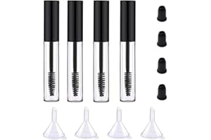 4 Pack Empty Mascara Tube with Eyelash Wand, ForSewian10ml Premium Eyelash Cream Container Bottle with Mini Funnels and Leak Stoppers (black)