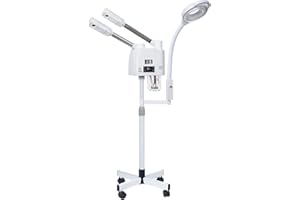 LUXMARS Facial Steamer Professional 3 in 1 Face Steamer on Wheels with 5X Magnifying Lamp Hot/Cold Mist Function for Moisturized Skin Cleans Pores Makes Skin Firm, New Upgrade Wheels White