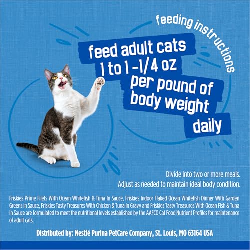 PURINA FRISKIES WET CAT FOOD VARIETY PACK, OCEANS OF DELIGHT FLAKED AND PRIME FILETS – (PACK OF 40) 5.5 OZ. CANS