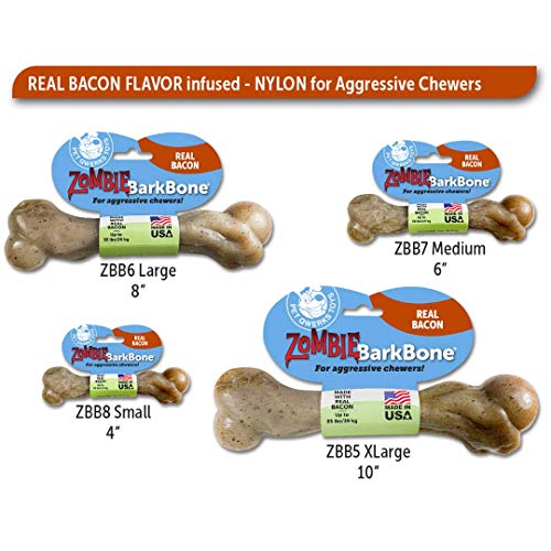 Pet Qwerks Zombie BarkBone, Real Bacon Flavor Nylon Chew Toy for