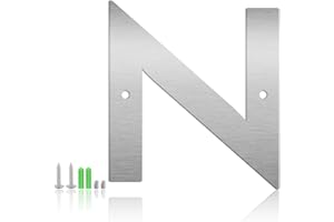MONLYEY 3 Inches Stainless Steel Floating Door Numbers and Metal Letters – Modern Silver Metal House and Mailbox Numbers, Sleek House Address Plaques for Home, Apartment, and Garden Decor (N）