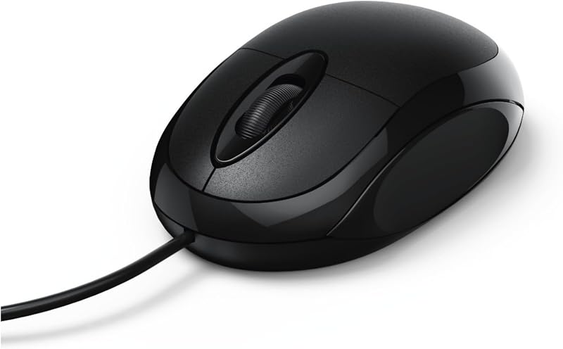 Mouse óptico hama com conexão usb, para canhotos e destros, cabo de 1,30 m, mouse mc-100 com cabo preto, cor preta