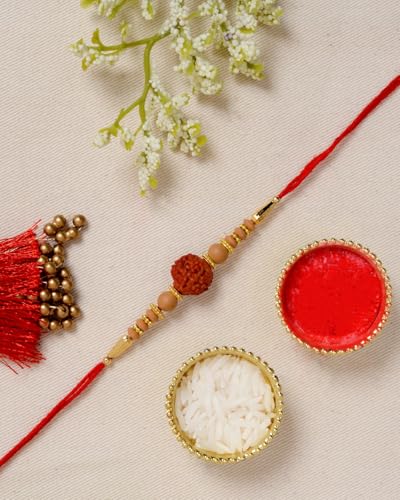 Rakhi for Brother - Red Modern Handmade Rakhi Thread with Gift Set