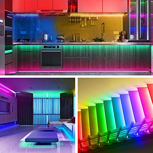 Toworld 10M WiFi LED Strip Lights, 32.8ft RGB Light Waterproof Music Sync Color Changing + Remote Control Decor for Bedroom Decor, Room Decor, Party