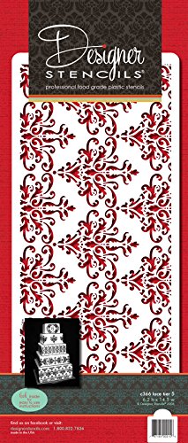 Designer Stencils C366 Lace Set Cake Stencil, Beige/semi-transparent