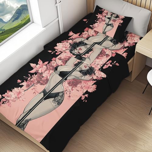 Sexy Girl Duvet Cover Floral Bedding Twin XL 3