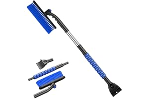 31" Car Extendable Snow Brush Winter Car Accessories Windshield Scraper with Ice Scraper 24cm Brush Head for Window Windshiel