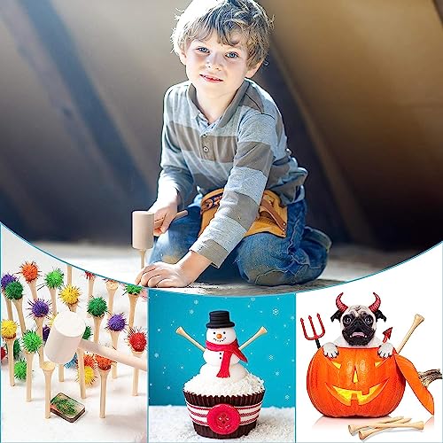 Hammering and Pounding Toys for Kids Include 1 Wood Hammer and 30 Bamboo Nails Improve Fine Motor Skills Friendly Natural Wooden Educational Montessori Toy for Childs DIY Birthday Gift for 4+