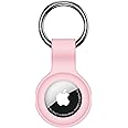 Linsaner Compatible with AirTag Case Keychain Air Tag Holder Silicone AirTags Key Ring Cases Tags Chain foe Apple AirTag GPS Item Finders Accessories，Pink