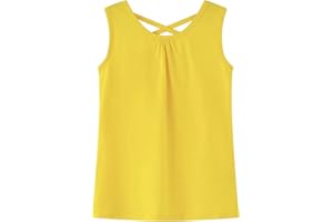 Noomelfish Girls Criss Cross Back Tank Tops Soft Jersey Cotton Sleeveless Shirts (3-12 Years)