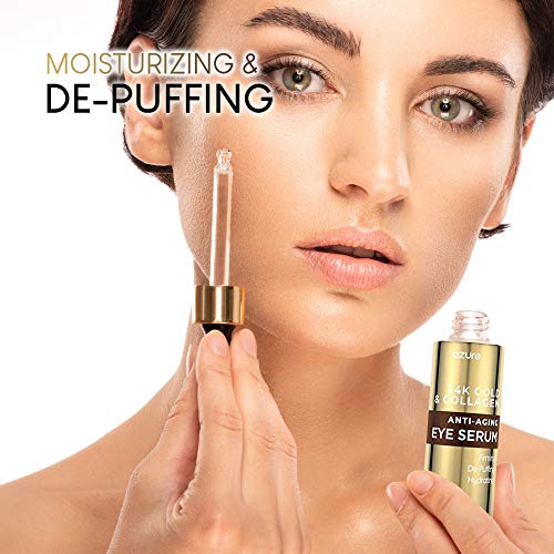 AZURE 24K Gold & Collagen Anti Aging Eye Serum Firming, DePuffing