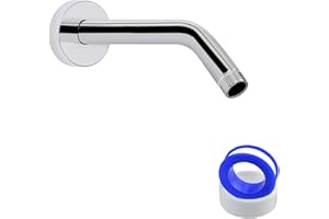 Shower Arm, 6 Inch Shower Pipe with Flange, Made of Stainless Steel Shower Extension Extender Pipe, Wall-Mounted for Fixed Ba