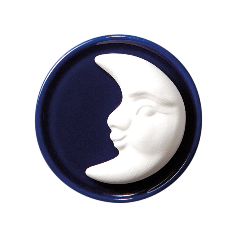 Bitto Decorative fragrance object, scent ceramic, moon glued on blue saucer Ø 7 cm