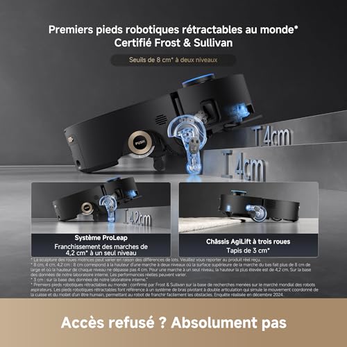 Aqua10 Ultra Roller Complete Robot Aspirateur, Nettoyage Automatique du Rouleau, Aspiration de 30 000 Pa, Évitement d'obstacles de 8 cm, Vidage Automatique, Commande Vocale Intelligente, Noir