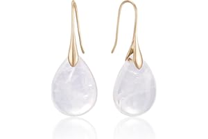 SELOVO Agate Teardrop Stone Grey Drop Earrings Fishhook Dangle Earrings for Women