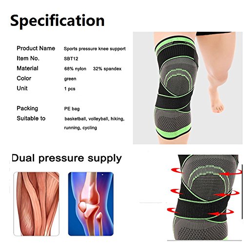 Fueyou Knee Brace Compression Sleeve with Strap for Best Support & Pain Relief for Meniscus Tear Arthritis Running, Basketball Crossfit Jogging and Post Surgery Recovery for Men & Women(1 Piece)