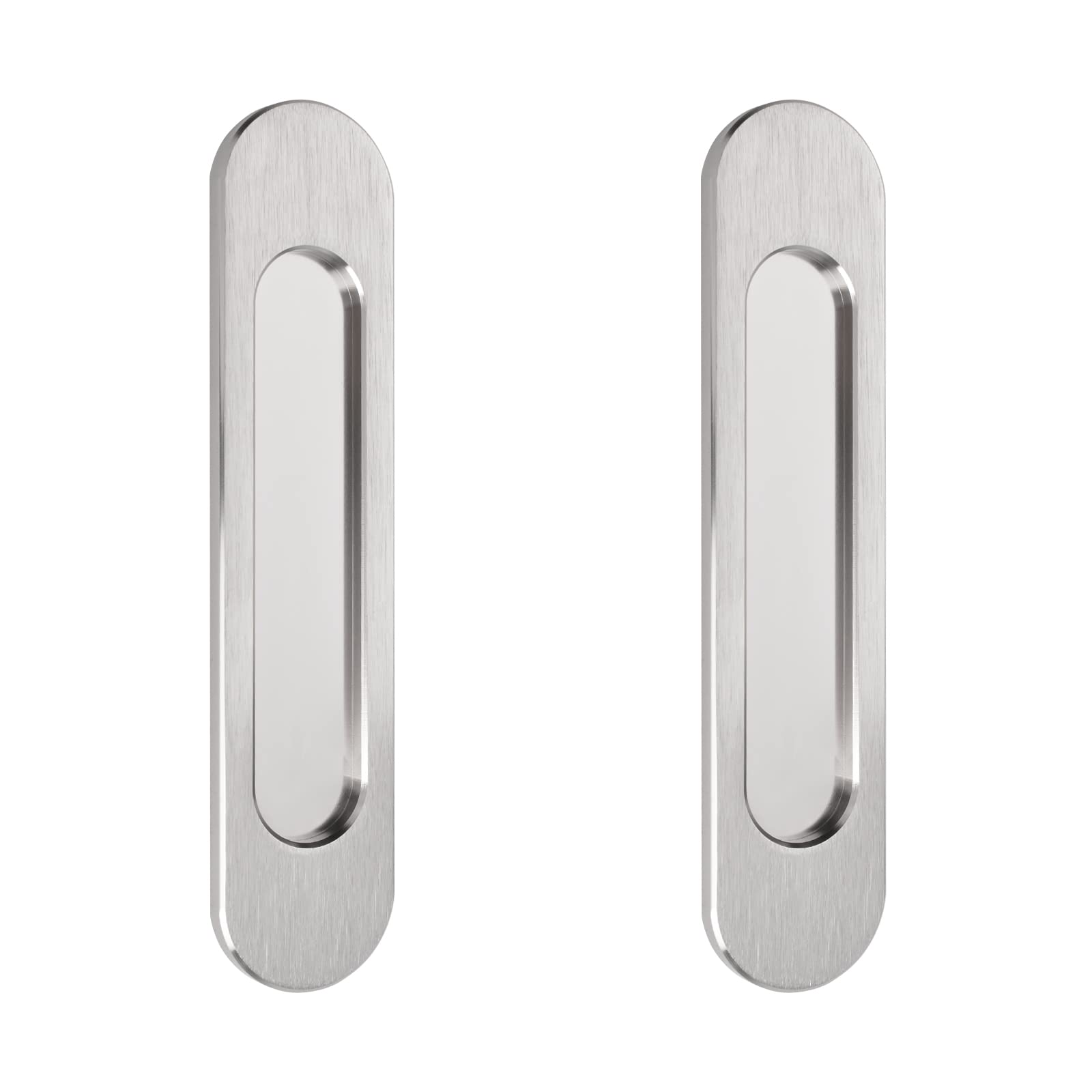MOROBOR 18CM Self-Stick Oval Sliding Door Pulls, 2pcs Brushed Steel Aluminum Alloy Flush Pull Punch-Free Handle for Sliding Barn Door Windows Cabinets — image 1