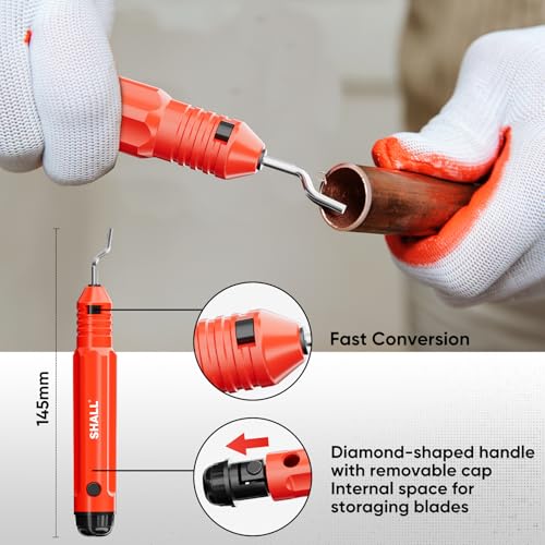 SHALL 4PC Tubing Cutter Set，Heavy-Duty Pipe Cutter Ø 6-50mm, mini Cutter Ø 3-22mm, with 2 deburring Tools, Suitable for PVC/Aluminum/Copper