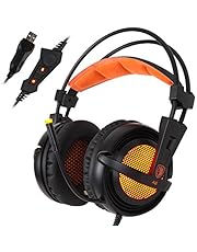 SADES A6 - Cuffie Surround 7.1 USB per PC Gaming, con Microfono ad Alta Sensibilità, Controllo del Volume e Luci a LED (Nera)