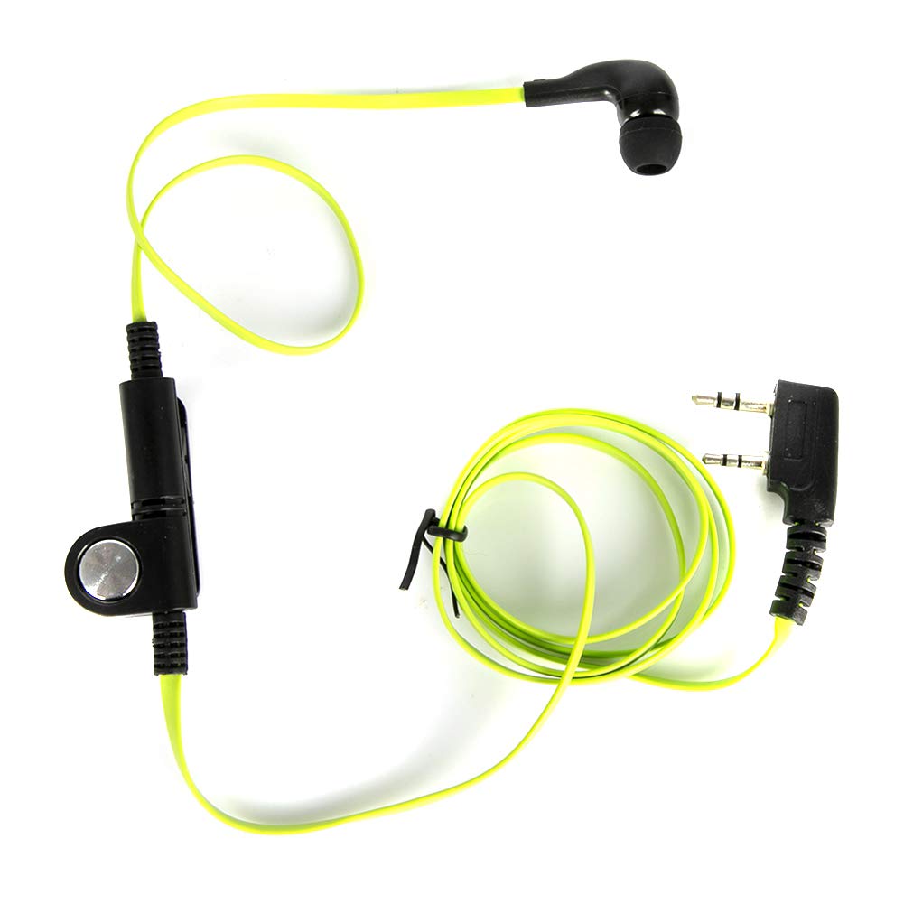 Asudaro Headset for Walkie Talkie, Green Fashionable Noodle Style Earphones K plug 2 Pin Acoustic Tube Headset Compatible with Baofeng/Kenwood/HYT