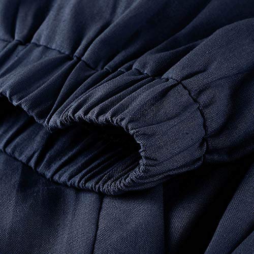 Oismys Baggy Casual Trousers Women Linen Pants Wide Leg Tapered Cropped Pants Elastic Waist Cross-leg Trousers with Pocket