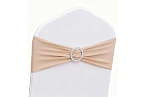 Gankar 50 Pack Nude Chair Sashes, Khaki Chairs Bands for Wedding, Party, Birthday, Meeting, Folding Chairs Decor, Burlap Chair Sashes