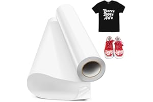 Heat Transfer Vinyl, 12''x16.5ft White HTV Vinyl Iron On Vinyl for All Cutter Machine, HTV Vinyl Rolls for Shirts, Easy to Cu