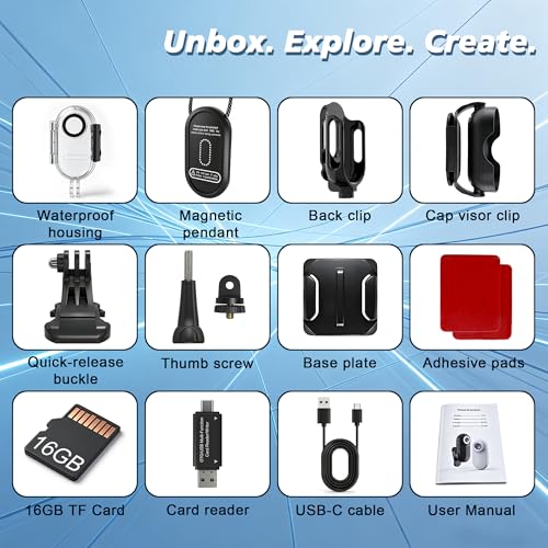 Frelisty Mini Body Camera with Magnetic Pendant & Waterproof Case,0.92 oz Thumb Size Body Cam, Wearable Bodycam for Hiking, Traveling, Vlogging, Portable POV Action Camera for Surfing, Snorkeling