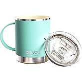 asobu Ultimate Stainless Steel Ceramic Inner Coating Coffee Mug with Double Walled Copper Lining Insulation,12 Ounces - Valentin's Day Gift (Mint Green)