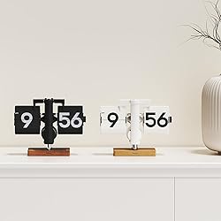 mooas Classic Modern Wood Mini Flip Desk Clock