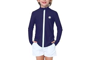 AOBUTE Unisex Kids Zipper Rash Guard Boys UPF 50+ UV Protection Sun Shirt with Thumb Hole 3-12 Years
