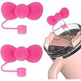 2pcs Rose bow Straw Cover for Stanley 40&30 Oz Cup, 10mm Silicone Straw Covers Cap for Stanley Cup Accessories, Cute Straw Topper for Tumblers, Straw Cap Stopper for Reusable Straws Tip Lids