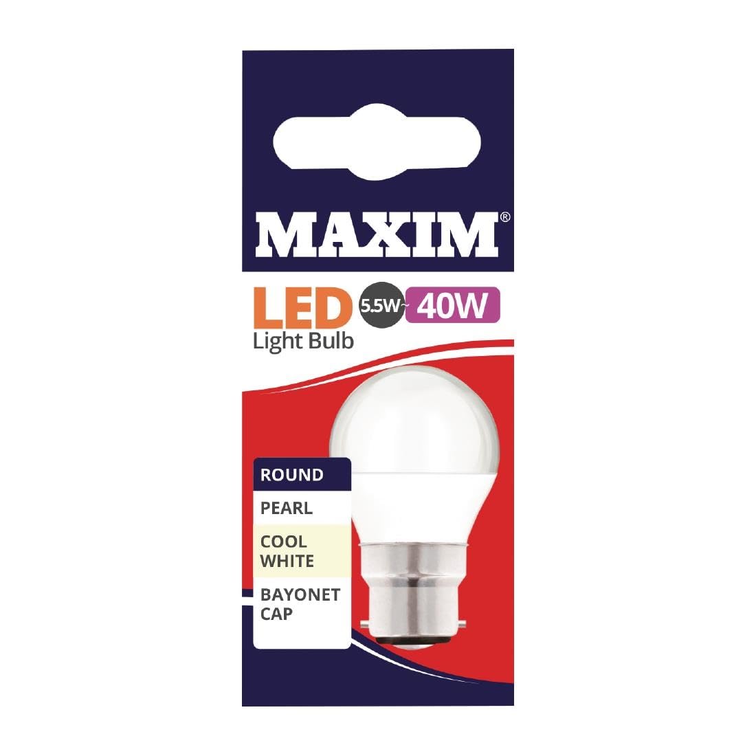 Maxim LED Round Bayonet Cap (Cool White) - 5.5watt (40watt) - 470 Lumen (Pack 10) - 40MLRBCCW5X — image 1