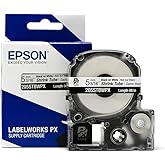Epson LABELWORKS 205STBWPX Tape Cartridge - Black on White Shrink Tube Industrial Label Maker Tape - AWG 8-12, 3/16" (5MM) Wide, 8 ft (96")