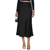 Yewanka Women's Silk Satin Midi Skirt Elastic High Waisted A-Line Cheetah Print Leopard Long Skirts for Women Trendy