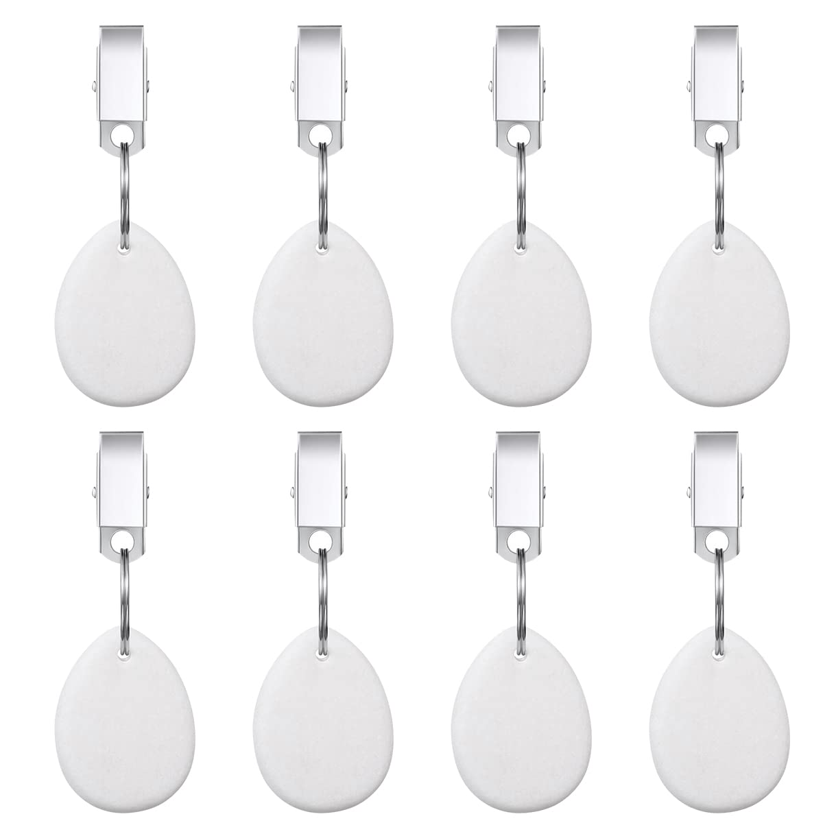 WANGCL 8PCS Tablecloth Weights Tablecloth Pendant With Stainless Steel Clip For Outdoor Family Dinner Garden Party Wedding Camping Picnic-Drop Shape White