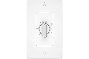 HBN 60 Minute Spring Wound Countdown Timer Switch for Bathroom Exhaust Fan, in-Wall Mechanical Light Switch Timer, No Neutral Required, Wall Plate Included, ETL Listed