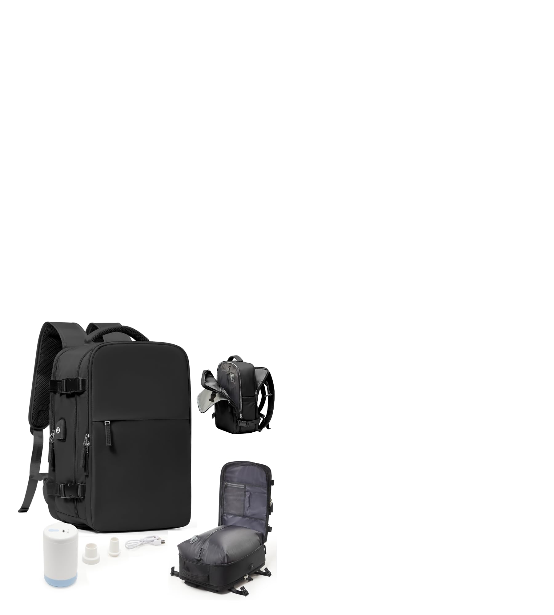 Photo 1 of Vacuum Seal Travel Backpack with Air Pump,Compression Vacpack Waterproof Carry On Backpack for Travel Women men with Vacuum System,Airlines Approved Daypack Laptop Space Saver Bags,Black