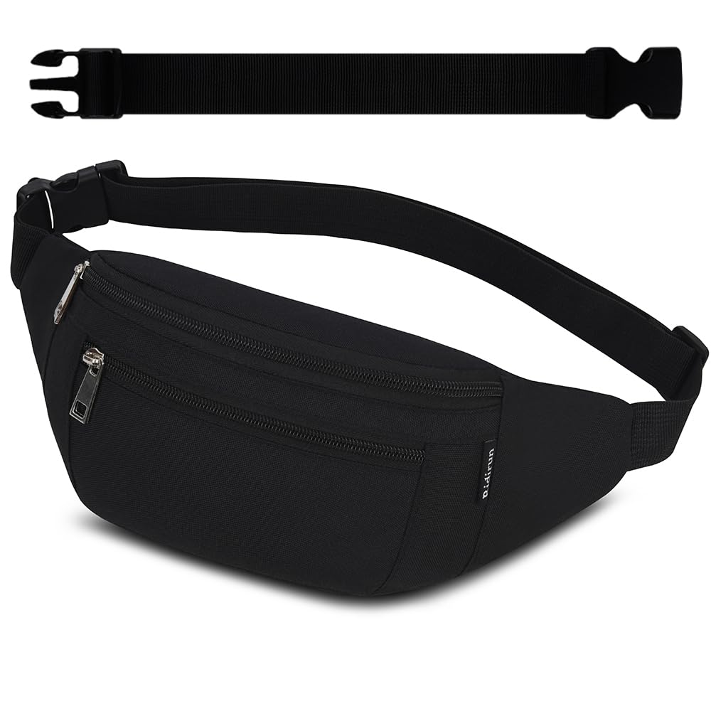 Bumbags Waist Fanny Packs for Men Women Fashion Bum Bag with Adjustable Belt for Sport Running Hiking Jogging Travel Cycling Walking Dog Boys Ladies (Black-ex-Belt) — image 1