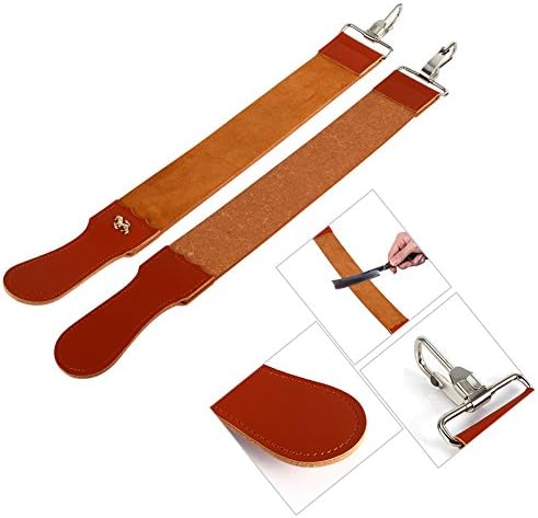 GOTOTOPGenuine Leather Strop Strap Barber Straight Folding Knife Shave Sharpener Sharpening Belt Shaving Strop 19.8 x 2.0inch