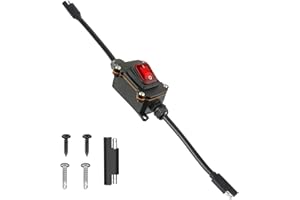 KarlKers Inline 12V Power Switch with IP67 Waterproof Rating, 14AWG SAE Cable with ON/Off Switch, Quick Connect/Disconnect Snap, SAE Converter Cable for Solar Panel, Motorcycle, RV, Camp Trailer
